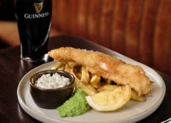 Image of the best Fish and Chips in Dublin with a pint of Guinness - Grafton Hotel