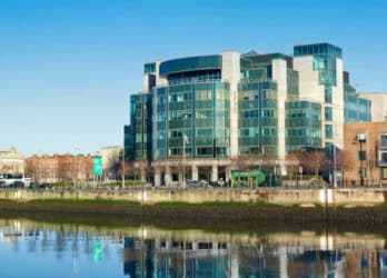 DUBLIN, IRELAND - 4 FEBRUARY 2017: IFSC Custom House Quays built in the historic docklands of Dublin.