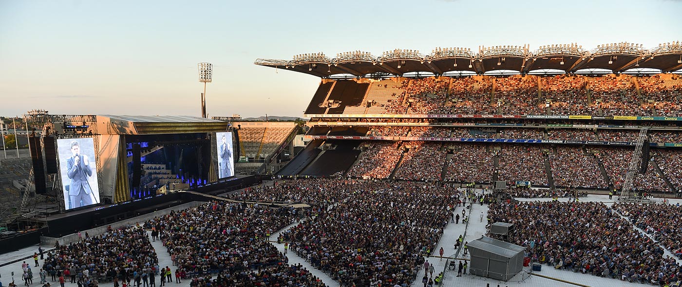 Croke Park Stadium exterior in Dublin on a concert day